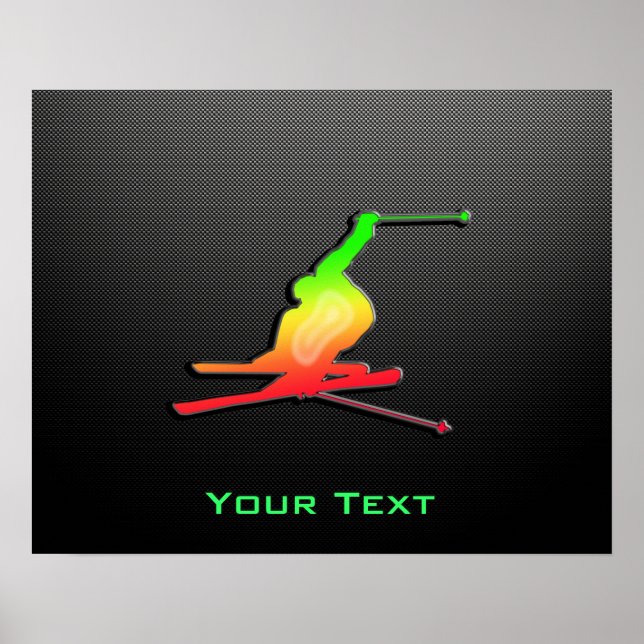 Sleek Snö Skiing Poster (Framsidan)