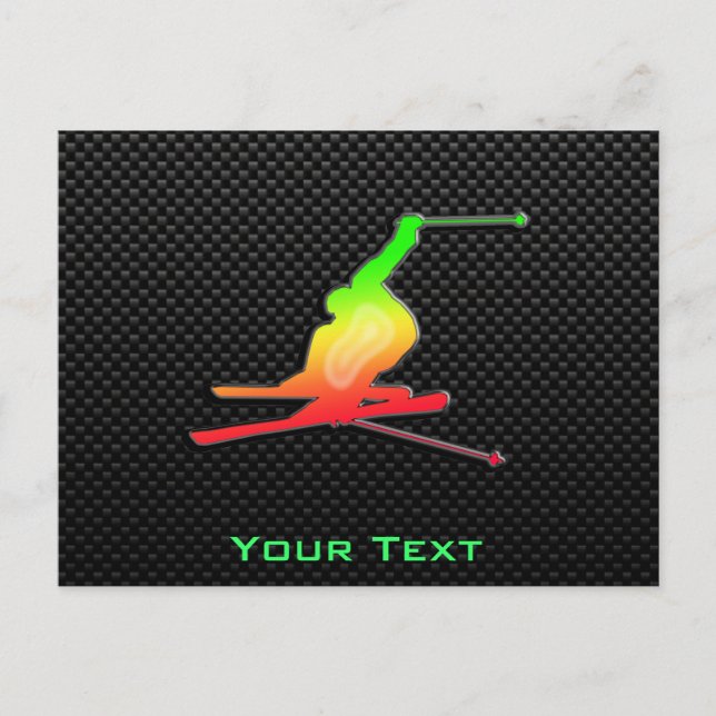 Sleek Snö Skiing Vykort (Framsida)