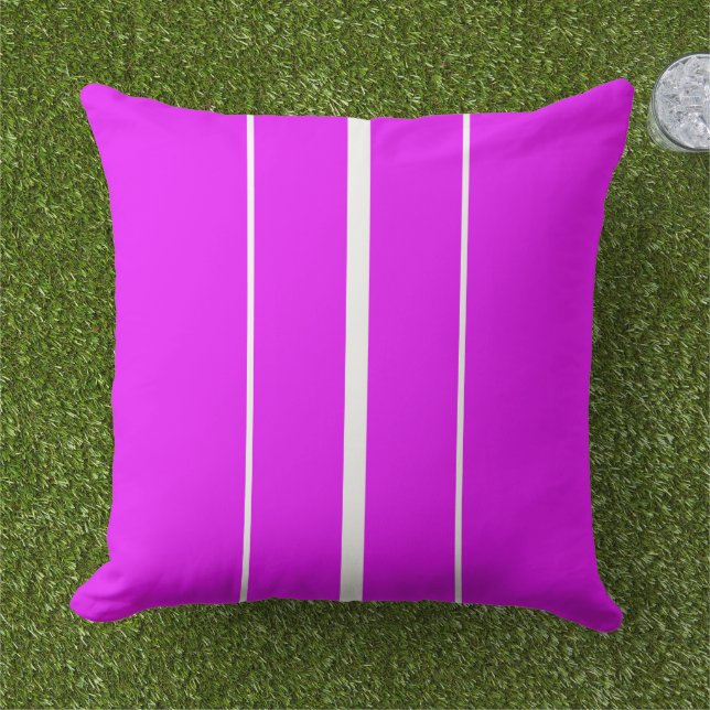 Sleek Sporty White Tävla Rand på tropisk Rosa Kudde (Gräs)