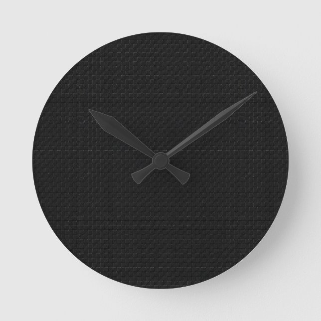Sleek Stealth Svart Kol Micro Tech-struktur Rund Klocka (Framsida)