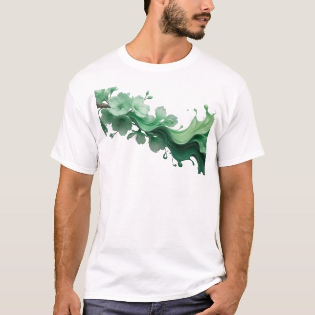 Sleek & Stylish ABSTRAKT BLOMMA Bärbar Konst T Shirt (Framsida)