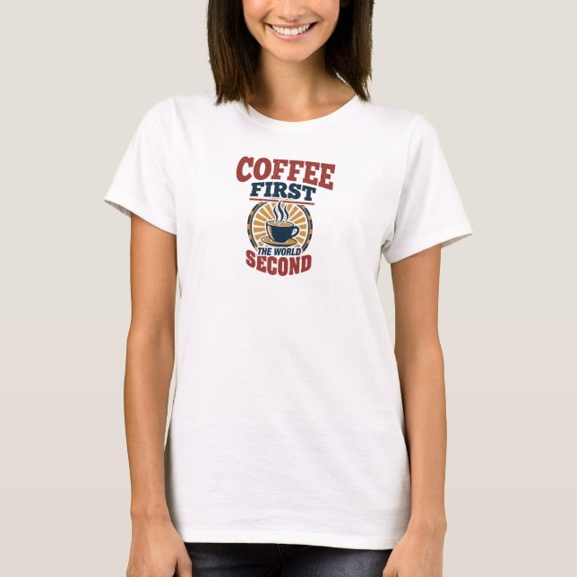 Sleek & Stylish Kaffe och CHILL Konstnärlig kompos T Shirt (Framsida)