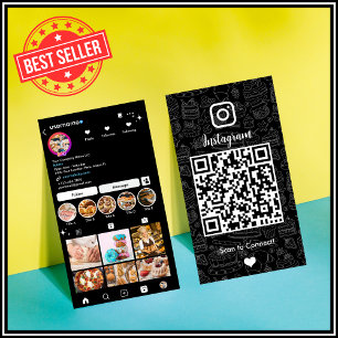 Sleek Svart Chef & Bakery Instagram QR Visitkort