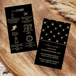 Sleek svart guld krona design lyx ljusstakevård visitkort