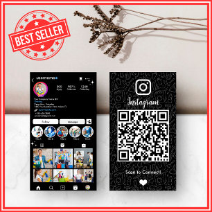 Sleek Svart Hushållning Instagram QR Visitkort