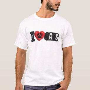 Sleek Svart JAG ÄLSKAR KATTER Konstnärlig Komposit T Shirt