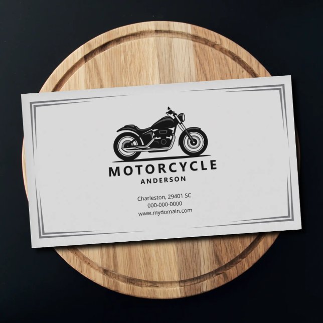 Sleek svart motorcykel siluett visitkort (Sleek Black Motorcycle Silhouette Business Card)