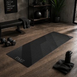 Sleek Svarta Geometriska Initialer Sport 