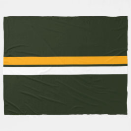 Sleek White Gult Center Rand på Forest Grönt Fleecefilt