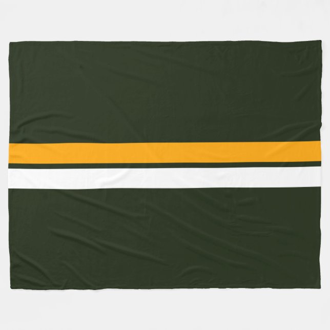 Sleek White Gult Center Rand på Forest Grönt Fleecefilt (Framsidan (Horisontell))