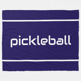Sleek White PICKLEBALL Text Stripes On Navy Blue Fleecefilt