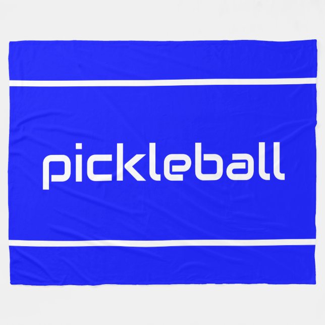 Sleek White PICKLEBALL Text Stripes On Royal Blue Fleecefilt (Framsidan (Horisontell))