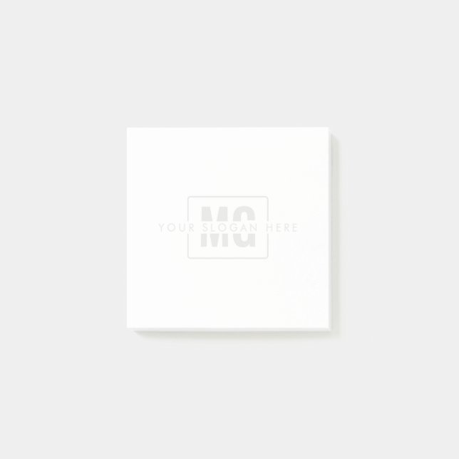 Sleek White Professionell Modern Monogram Watermar Post-it Block (Framsida)