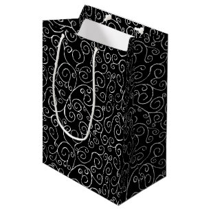 Sleek White Scrolling Kurvor på Black Gift Bag