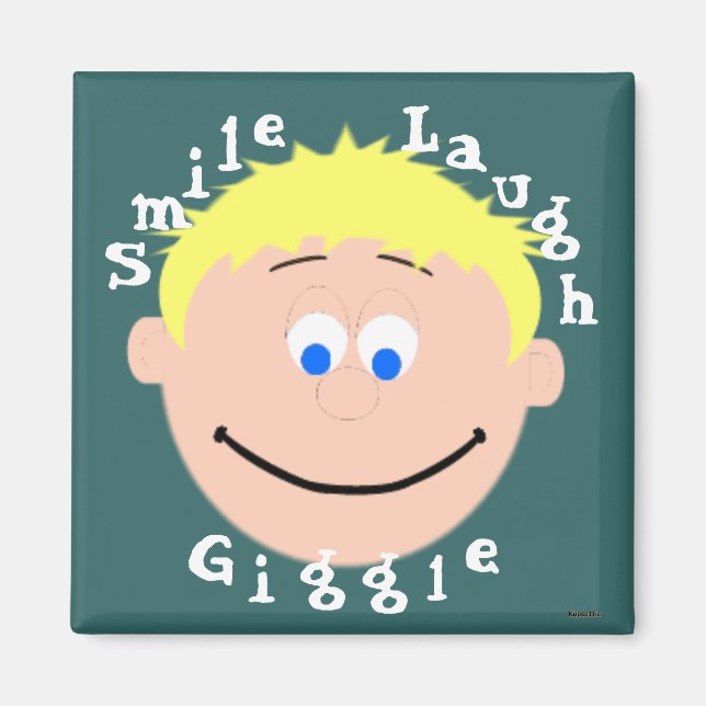 Sleende Ansikte Blonde Blue Ögon Boy Magnet (Framsidan)