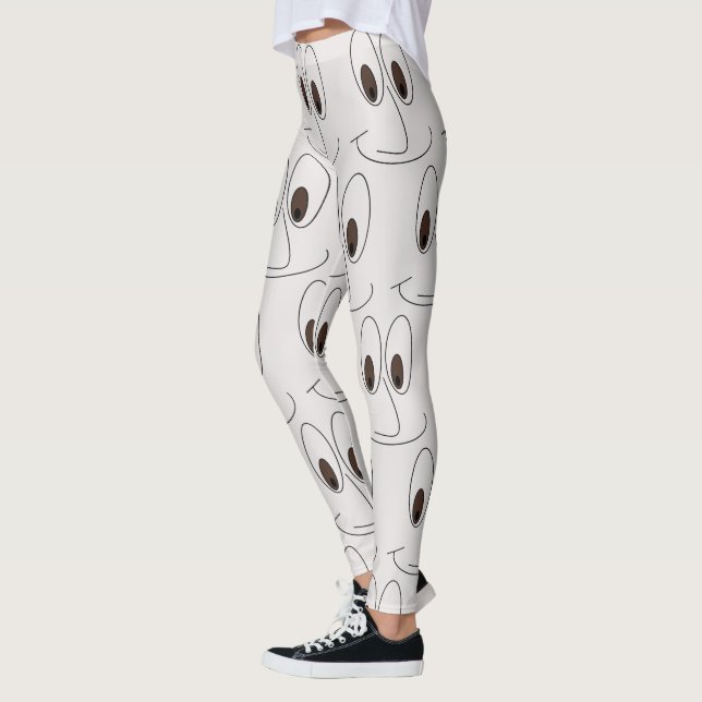 Sleende Ansikte Mönster Funny Leggings (Vänster)