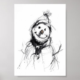 Sleende Lycklig Snögubbe Poster