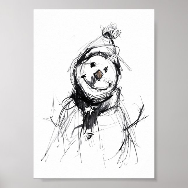 Sleende Lycklig Snögubbe Poster (Framsidan)