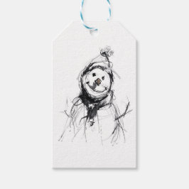 Sleende Lycklig Snögubbe Presentetikett