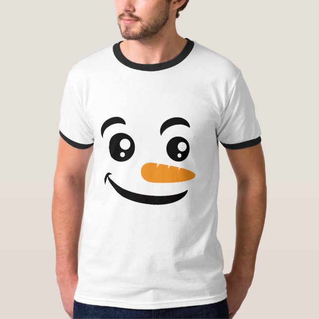 Sleende Snögubbe Ansikte T Shirt (Framsida)