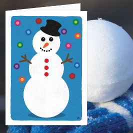 Sleende Snögubbe Lycklig Winter Solstice Kort