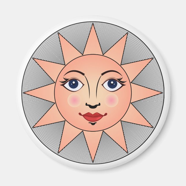 Sleende Sol Ansikte | Astronomisk symbol Magnet (Framsidan)