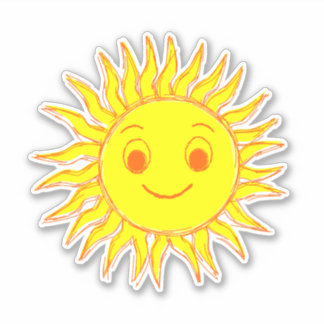 Sleende Sol Teckning Klistermärken