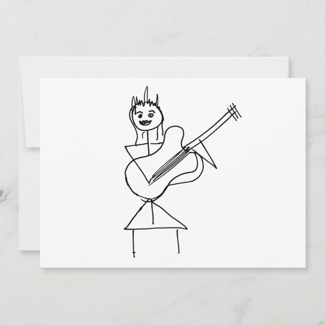 Sleende Stick figur Girl holding bass/guitar (Framsida)
