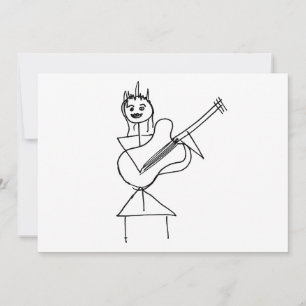 Sleende Stick figur Girl holding bass/guitar