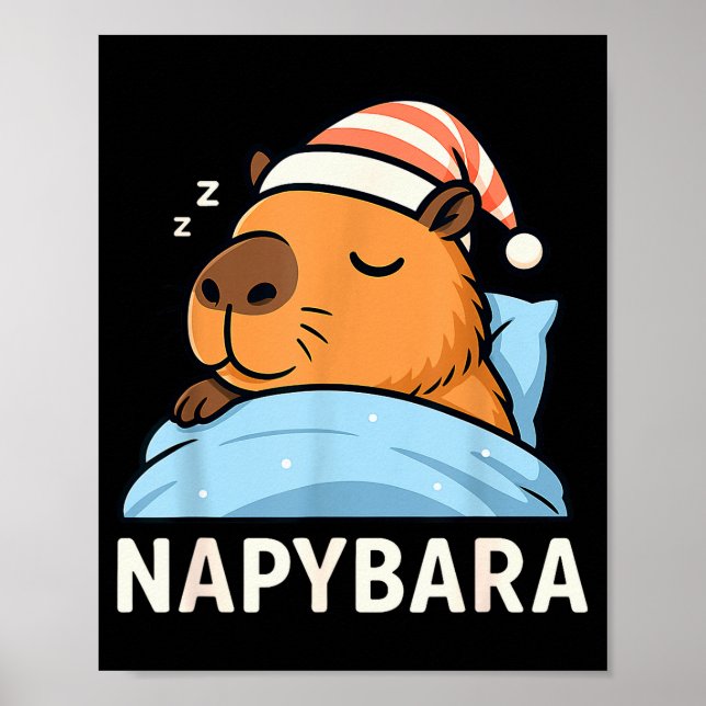Sleeng Capybara Napybara Sömnshirt Pyjamas Pojkar  Poster (Framsidan)