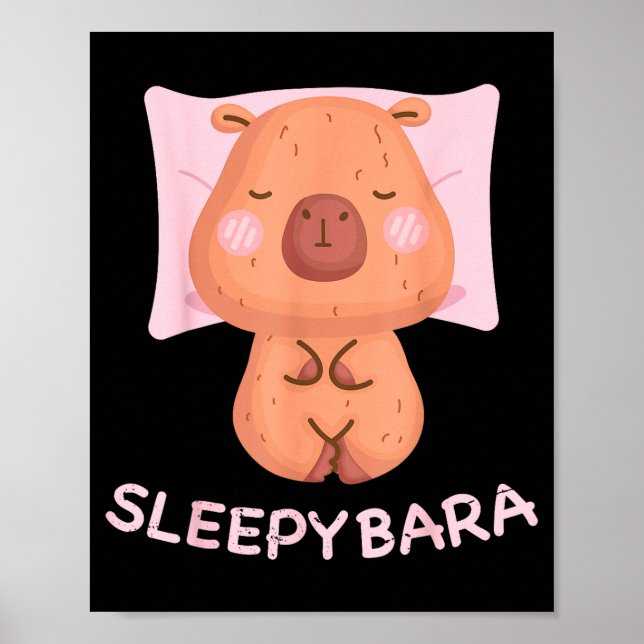 Sleeng Capybara Pajamas Nightgown Sleepybara Roden Poster (Framsidan)