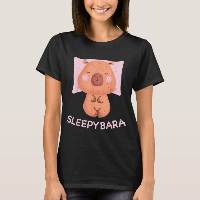 Sleeng Capybara Pajamas Nightgown Sleepybara Roden T Shirt (Framsida)