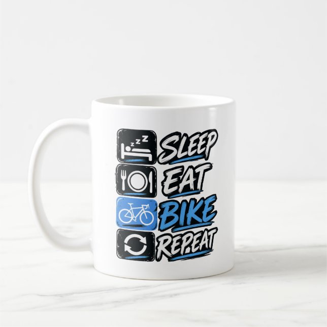 Sleep Eat Bike Repeat Kaffemugg (Vänster)