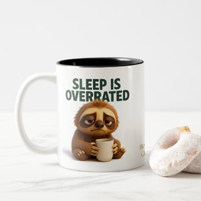Sleep Is Overrated – Funny New Parent Mug Två-Tonad Mugg (Med munk)