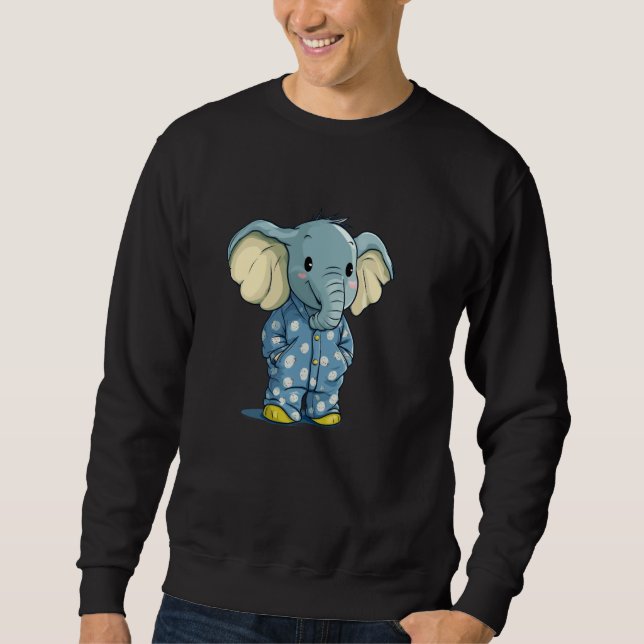 Sleep Mode Activated with This Cozy Elephant Lång Ärmad Tröja (Framsida)