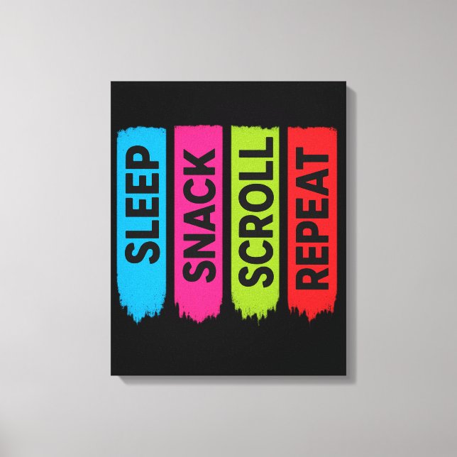 Sleep Snack Scroll Repeat Funny Digital Life Canvastryck (Framsida)