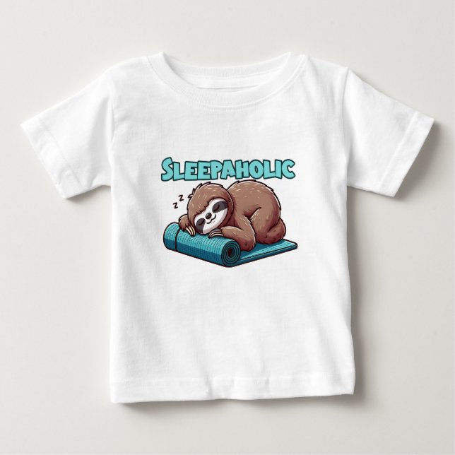 Sleepahok - Sleeping Sloth on Yoga mat T Shirt (Framsida)