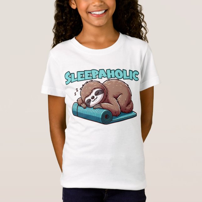 Sleepahok - Sleeping Sloth on Yoga mat T Shirt (Framsida)