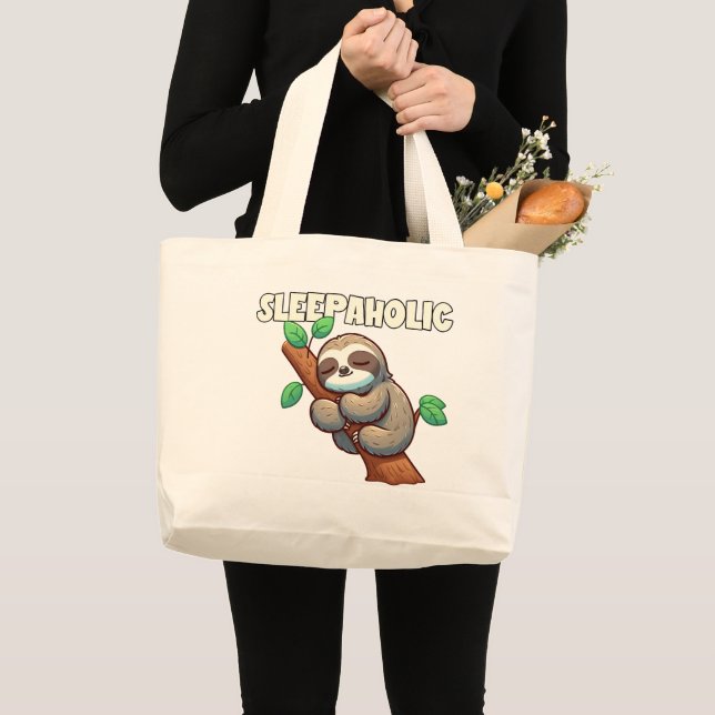 Sleepahok - Sömn Älskare - Sömnnande Sloth Jumbo Tygkasse (Framsida (produkt))