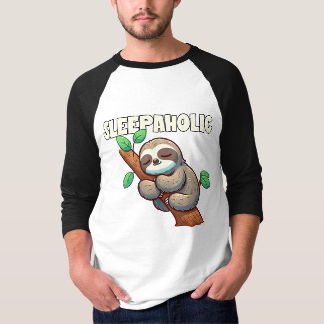 Sleepahok - Sömn Älskare - Sömnnande Sloth T Shirt (Framsida)