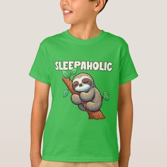 Sleepahok - Sömn Älskare - Sömnnande Sloth T Shirt (Framsida)