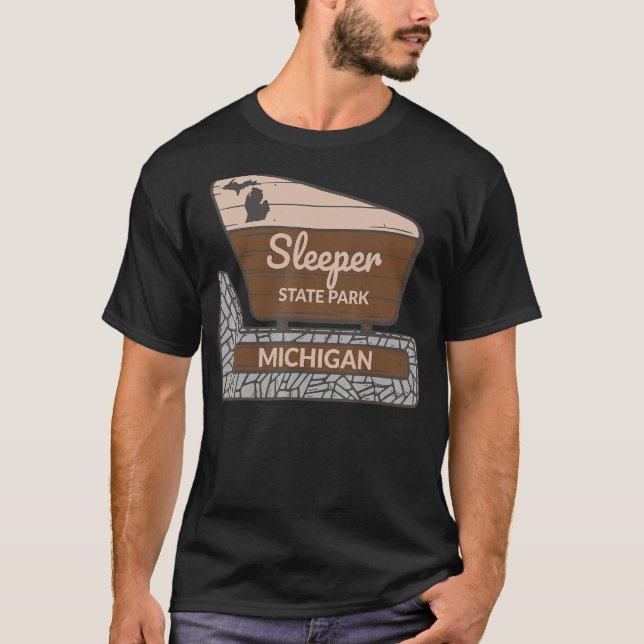 Sleeper State Park Michigan MI Välkomstskylt Vacat T Shirt (Framsida)