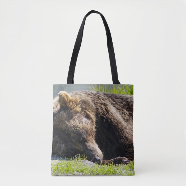 Sleeping Alaska Grizzly Bear Tygkasse (Framsida)