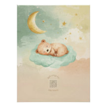 Sleeping Baby Bear Watercolor Nursery Wall Art