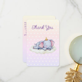 Sleeping Baby Elephant Baby Shower Thank You Card Tack Kort