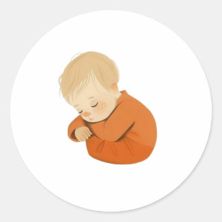 Sleeping Baby Sticker – Warm Cartoon Design Runt Klistermärke