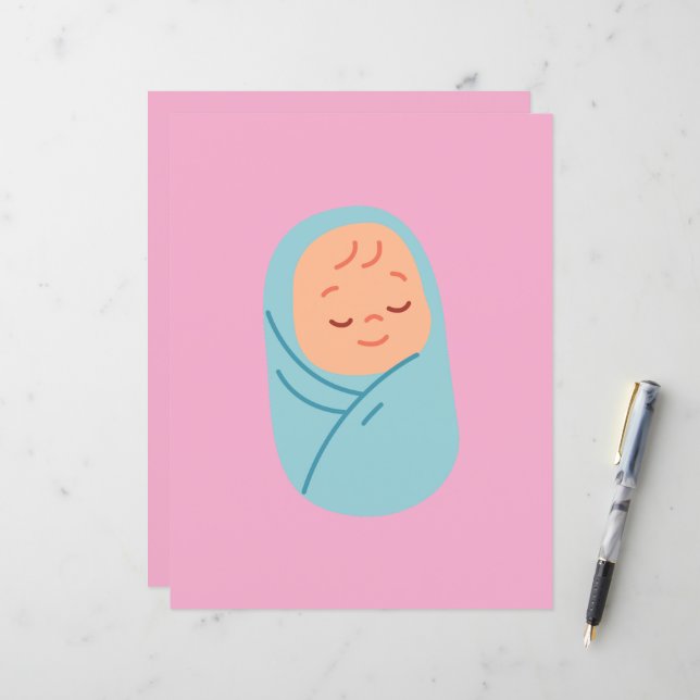 Sleeping Baby Swaddled in Blue (Fram/Back In Situ)