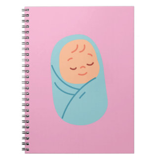 Sleeping Baby Swaddled in Blue Anteckningsbok