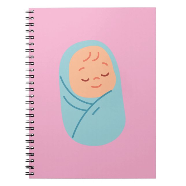 Sleeping Baby Swaddled in Blue Anteckningsbok (Framsidan)