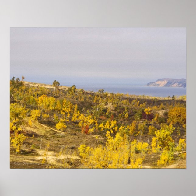 "SLEEPING BAR DUNES AGLOW WITH GOLDEN VEGETATION" POSTER (Framsidan)